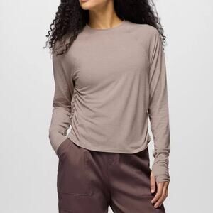 Prana Sol Searcher Long Sleeve Crew Womens M Shroom Thumbholes Lightweight Shirt